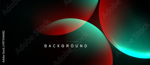 Abstract gradients overlap, creating dynamic visual effect. Dark background emphasizes vibrant color transitions, modern design element.