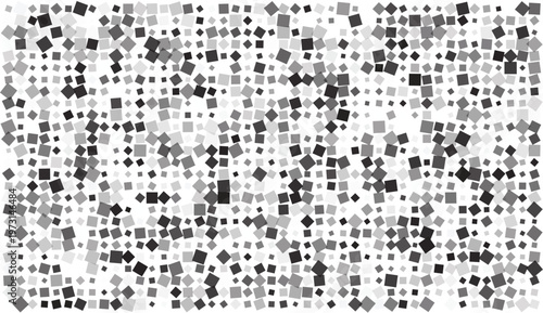 Abstract scattered squares of varying shades of grey and white creating a sparkling textured background