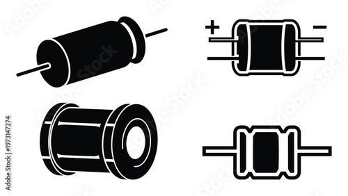 Electronic components vector icons for circuit and technology diagrams