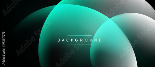 Abstract background features overlapping circles. Teal, gray, white hues blend smoothly. Minimalist design, modern aesthetic. Text reads BACKGROUND.