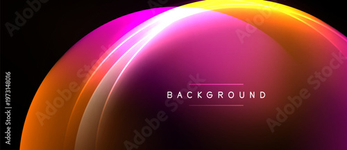 Abstract vibrant arc. Orange, pink, yellow hues blend smoothly. Dark background emphasizes glowing shape. Text reads BACKGROUND.