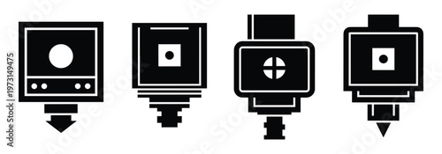 Set of square nozzle icons, square nozzle vector illustration, printhead symbol, extrusion tool