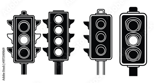 Traffic signal light set for road traffic control road signal light icons