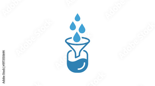 Water Purification Symbol Drops Through Funnel