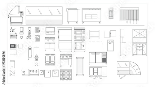 Bar supplies and bar equipment, clean CAD-style vector illustration isolated on white background. EPS 10.