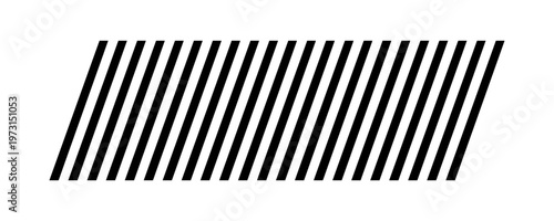 Slash lines pattern. Border with tilted parallel stripes. Embroidery ornament with slanted stitches on white background. Geometric print for caution tape or barrier. Vector graphic illustration.