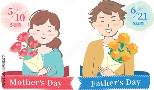 【2026年】母の日と父の日の見出しイラスト