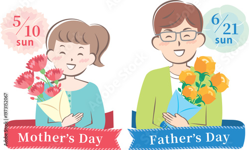 【2026年】母の日と父の日の見出しイラスト