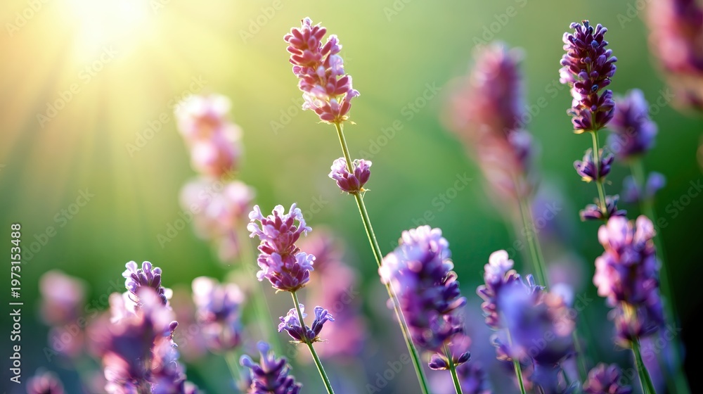 Obraz premium Lavender Plants Growing in the Garden During Sunny Weather With Space for Text