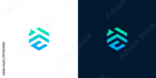 Minimalist geometric logo icon with a vibrant blue-green gradient, embodying future technology, data security, and continuous advancement for modern business solutions