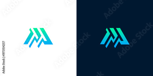 Sleek abstract lettermark logo with a vibrant blue-green gradient, conceptualizing dynamic progress and innovation. Ideal for modern technology and forward-thinking business branding