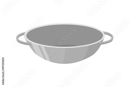 Wok Pan Illustration. Empty Wok Pan. Wok Pan Cooking Utensil. Kitchen Wok Pan Isolated. Iron pan. Fry pan.