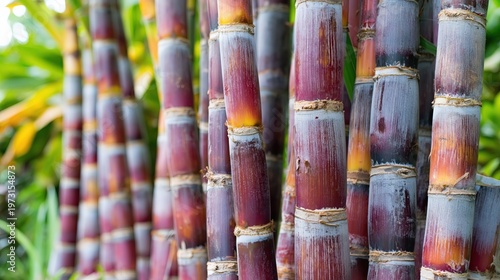 Sugar Cane is Growing in a Garden With Tall Stalks and Green Leaves