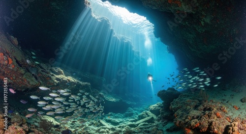 coral reef and diver