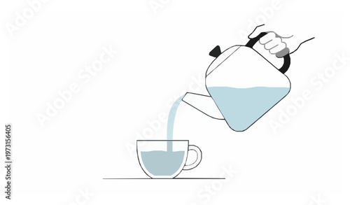 Pouring Hot Water Into Tea Cup Flat Vector Illustration
