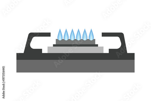 Gas Stove Burner with Blue Flames Illustration. Kitchen Gas Burner Flame. Kitchen Stove Burner. Cooking Gas Burner Appliance