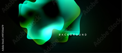 Abstract fluid shapes, vibrant turquoise hues, dark background. Modern design element, dynamic composition, gradient effect.