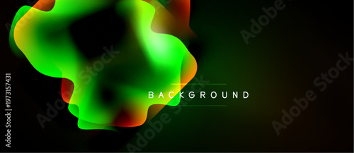 Abstract fluid shapes blend, vibrant colors dominate dark space. Text reads background, simple design.