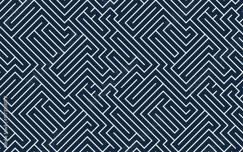 labyrinth maze endless abstract background, vector seamless pattern of a logic game with angular lines, continuous geometrical wallpaper.