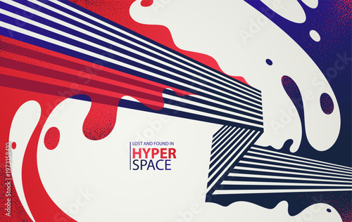 Dynamic vector abstract background, lines in perspective with energy blast of a lava fluid in 3D space, splash in motion, modern creative art wallpaper.