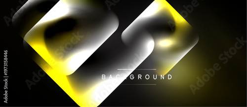 Abstract dynamic shapes, glowing yellow outline, dark background. Modern design element for digital projects, presentations.