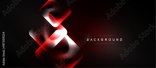 Abstract geometric shapes, red gradients, dark background. Modern design elements create dynamic visual effect. Minimalist composition.