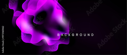 Abstract fluid shapes, vibrant purple hues, dark background. Modern design element, dynamic composition, smooth gradients.