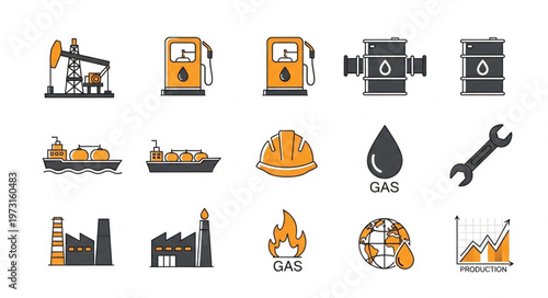 Oil and Gas Industry Icons - Exploration, Production, and Global Impact.