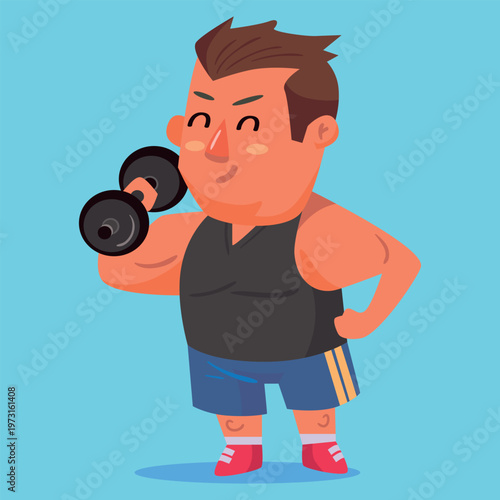 Man exercising fitness gym cartoon vector illustration
