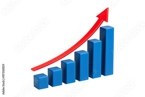 Free Download 3d bar graph with red arrow pointing upwards on transparent background - GFXLoad