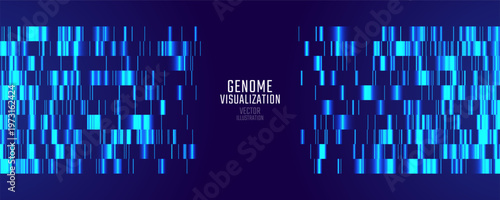 Genomic data visualization. Abstract DNA sequencing and genome mapping graphics. Scientific concept for medical research, biotechnology, and genetic testing. Vector illustration.