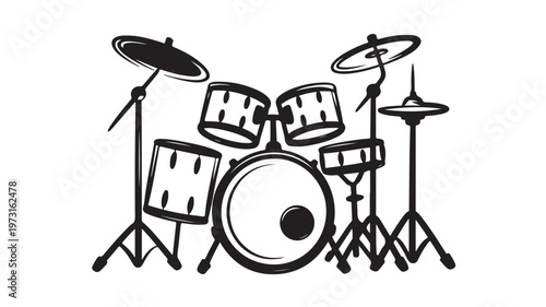 Drum Set Vector Illustration for Music Branding Rock Band Performance and Percussion Graphics