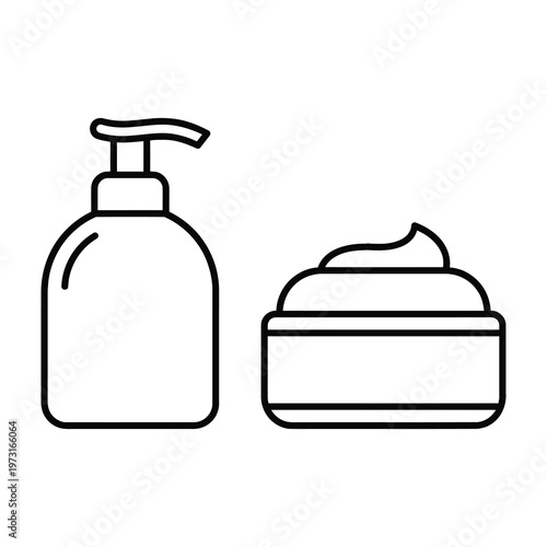 Cosmetic products lotion and cream skincare routine essentials