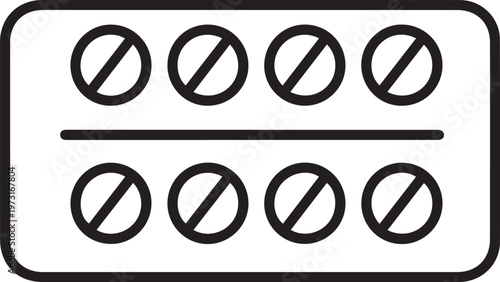 Black outlined icon of tablet leaflet
