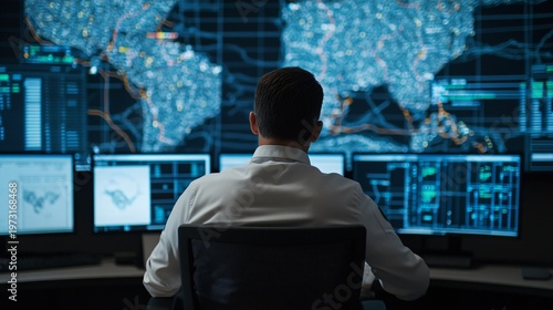 Strategic defense analytics center implementing joint all domain command and control to synchronize operations across multiple military domains using real-time intelligence fusion systems.