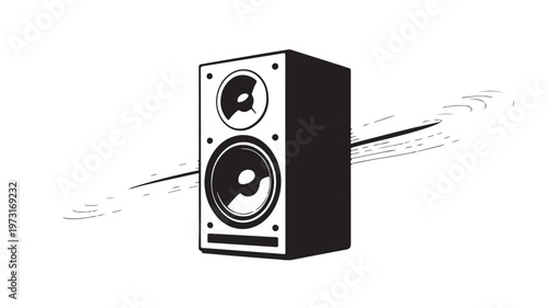 Speaker Sound Waves Vector for Audio Technology Branding and Hi-Fi Stereo Acoustic Equipment Concept