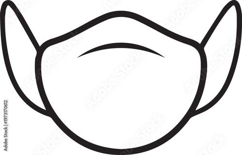Black outlined icon of face mask