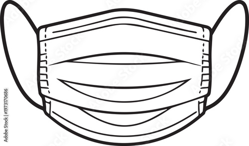Black outlined icon of face mask