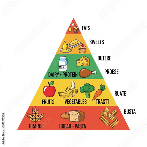 Healthy Food Pyramid Chart: Balanced Diet, Nutrition, and Food Groups