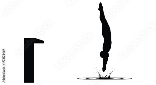 A dynamic depiction of a diver in mid air captured in a striking black silhouette high quality professional detailed modern elegant stylish