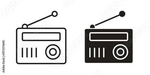 Radio icon linear vector outline, symbol logo design style