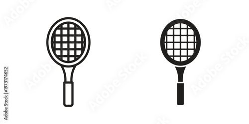 Racquet icon linear vector outline, symbol logo design style
