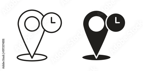 Real time location icon linear vector outline, symbol logo design style