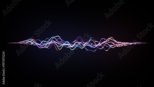 Abstract neon glowing sound waves motion audio waves noise frequency waveform music track voice recording audio spectrum concept of AI voice generator