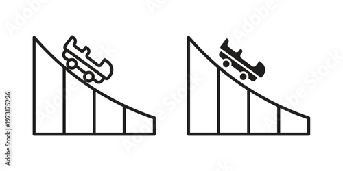 Roller coaster icon linear vector outline, symbol logo design style