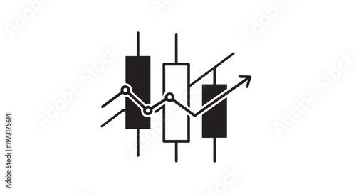 Stock Market Candlestick Chart with Upward Arrow for Trading Analysis