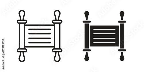 Scroll Torah icon linear vector outline, symbol logo design style