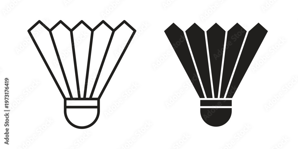 Fototapeta premium Shuttlecock icon linear vector outline, symbol logo design style