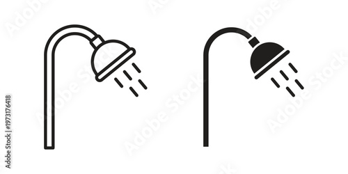 Shower icon linear vector outline, symbol logo design style