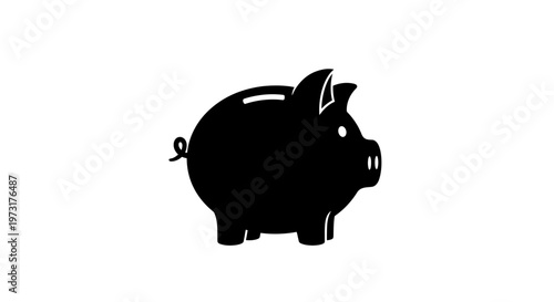 Black Piggy Bank Icon, Pig, Money, Savings, Finance, Investment, Wealth, Coin, Financial